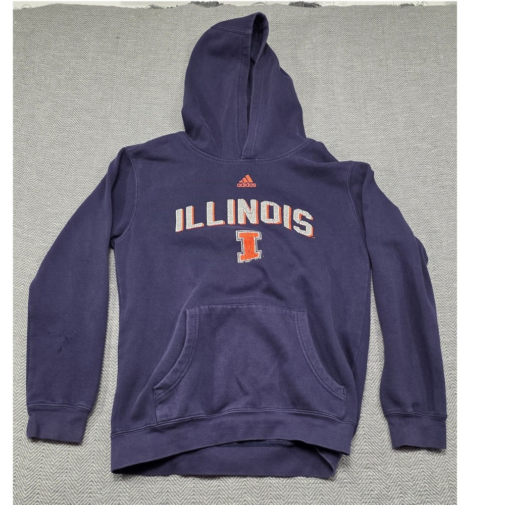 Adidas Illinois Fighting Illini‎ Hoodie Mens Navy Blue Orange Pullover S/M